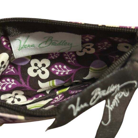 Vera Bradley Retired "Plum Petals" Zip ID Case Wallet Keychain Purple Floral - Picture 4 of 4